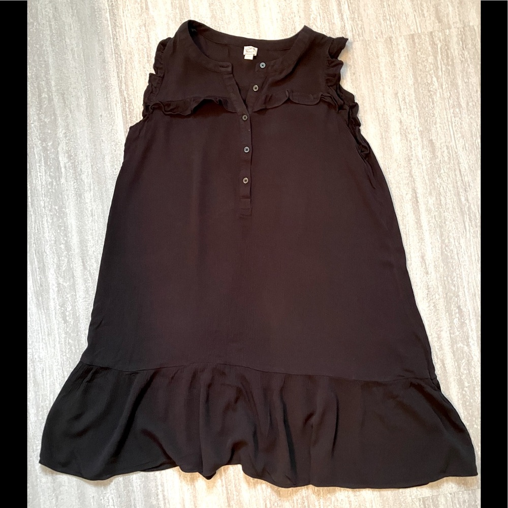 Loft Beach solid black ruffle swim coverup